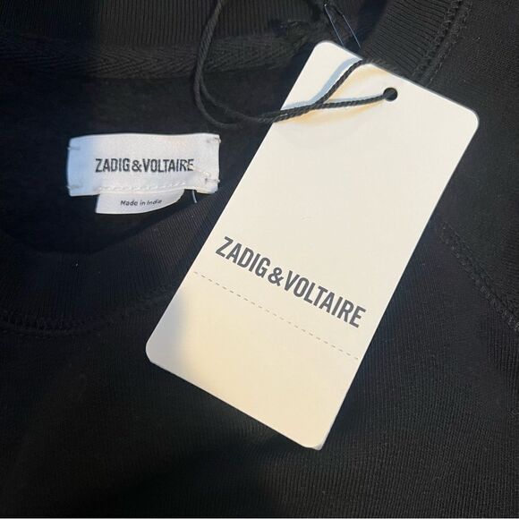 ZADIG & VOLTAIRE Cotton CAMO ROCK STRASS SWEATSHIRT Black Small MSRP $198 - Picture 6 of 8